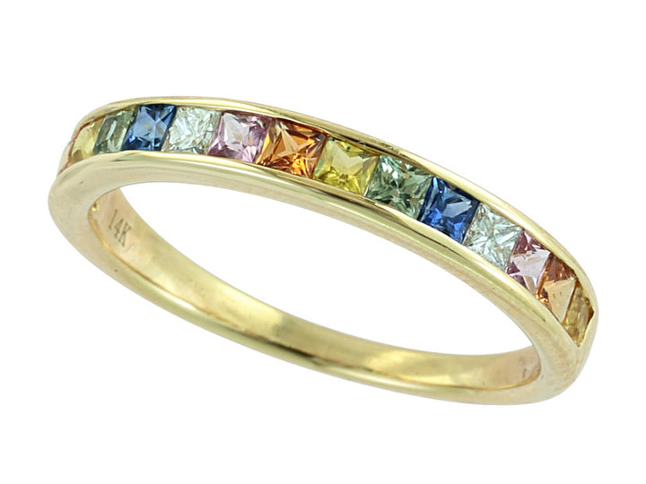 Effy Multi Color Sapphire, Diamond and 14K Yellow Gold Band