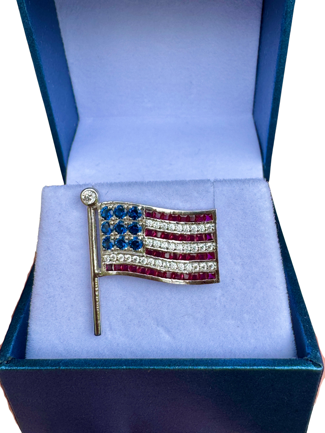 Handcrafted Sterling Silver American Flag Brooch