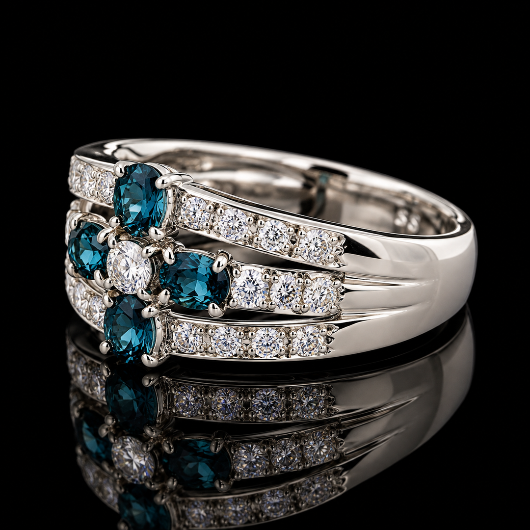 Estate Natural Alexandrite & Diamond Platinum Ring