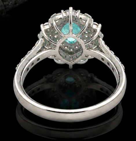 Designer M.C. Marchisio Natural Paraiba & Diamond 18KT White Gold Ring