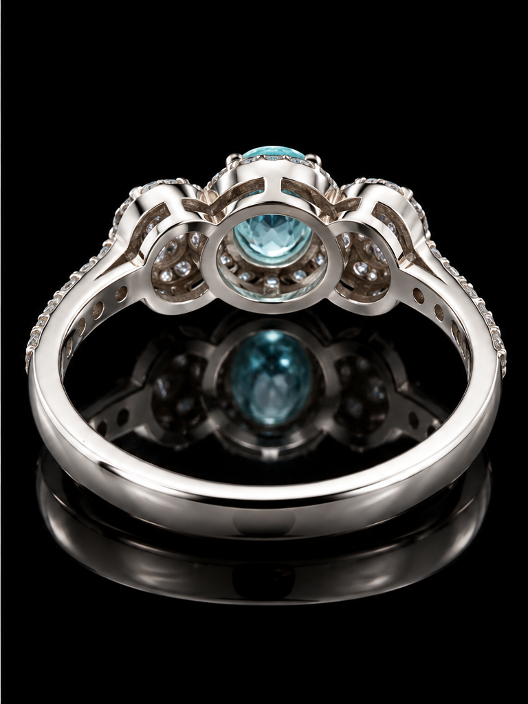 Designer M.C. Marchisio Natural Paraiba Tourmaline & Diamond 18KT White Gold Ring