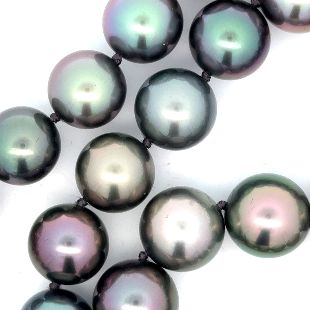 Fine Multi Color 10.50-12.30mm South Sea 18Kt White Gold Pearl Necklace