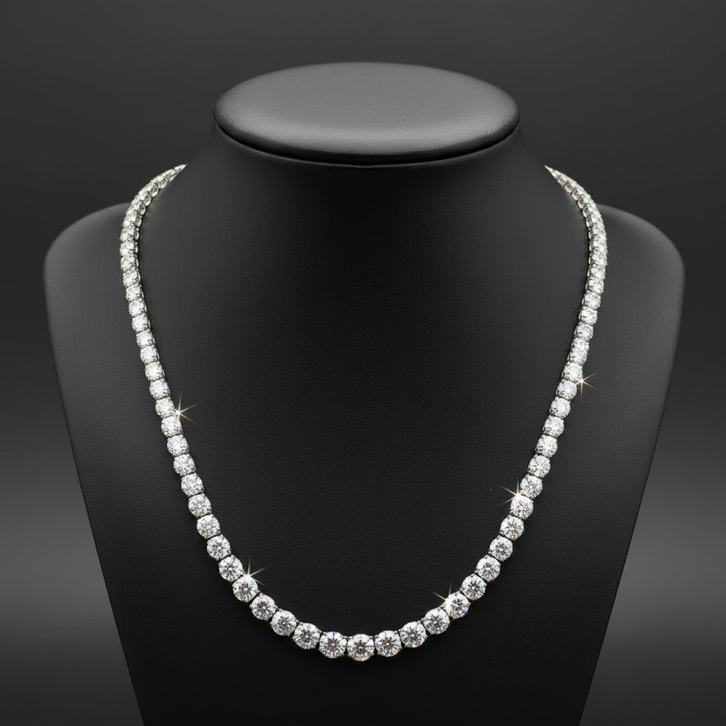 Designer ECH Contemporary 6.80 cttw Diamond 14K White Gold Necklace
