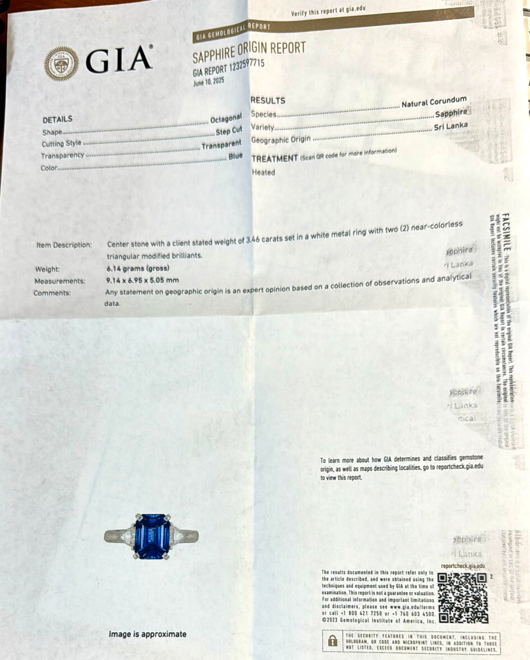 Fine Sapphire & Diamond Platinum and 18Kt White Gold Ring (GIA)