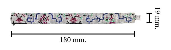 Diamond, Sapphire, Ruby and Emerald Art Deco Bracelet