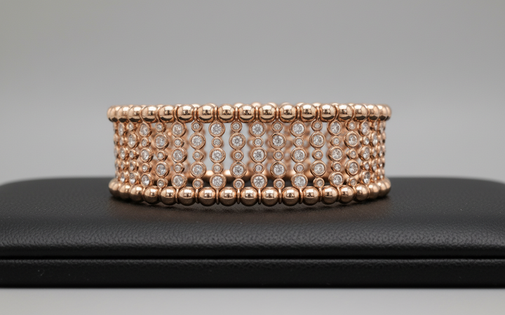 Diamond and 18K Rose Gold Stretch Bracelet