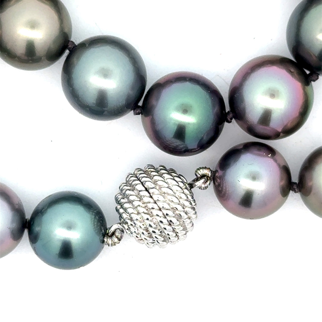 Fine Multi Color 10.50-12.30mm South Sea 18Kt White Gold Pearl Necklace