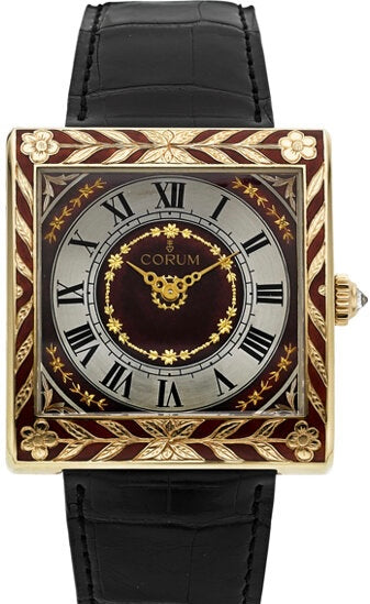 Estate "Piece Unique" One of a Kind Corum 18K Yellow Gold Diamond Enamel Watch