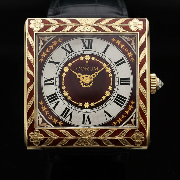 Estate "Piece Unique" One of a Kind Corum 18K Yellow Gold Diamond Enamel Watch