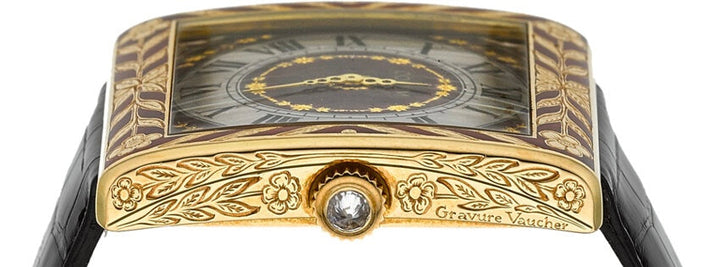 Estate "Piece Unique" One of a Kind Corum 18K Yellow Gold Diamond Enamel Watch