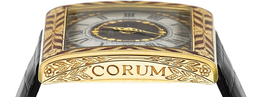 Estate "Piece Unique" One of a Kind Corum 18K Yellow Gold Diamond Enamel Watch