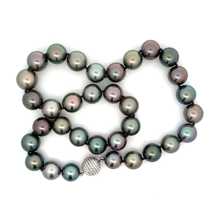 Fine Multi Color 10.50-12.30mm South Sea 18Kt White Gold Pearl Necklace