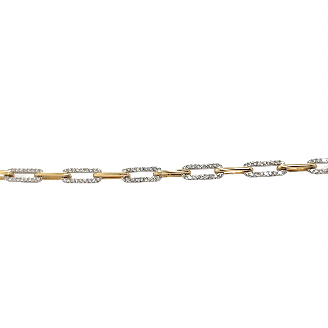 Pave Diamond Link-Paper Clip Bracelet