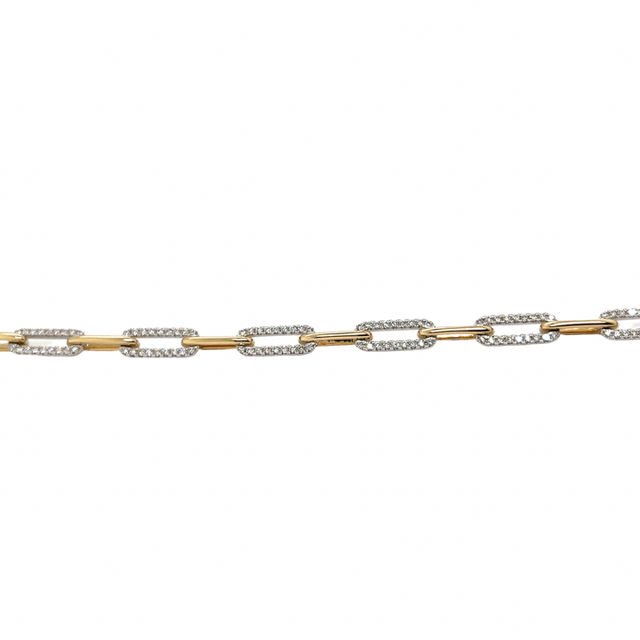 Pave Diamond Link-Paper Clip Bracelet