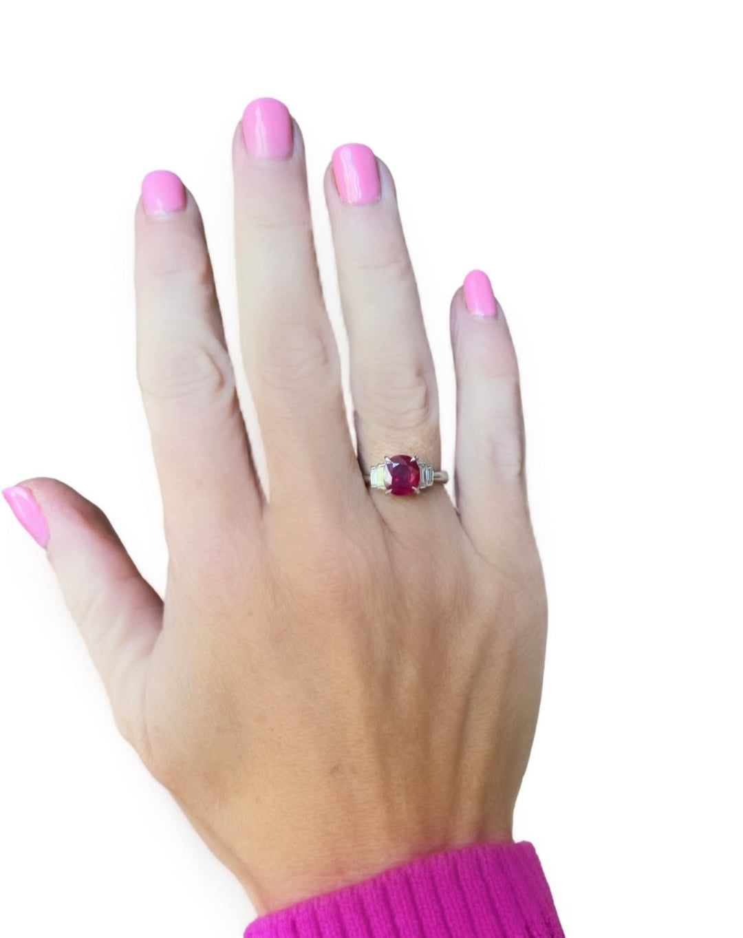 Ruby and Diamond Platinum Ring