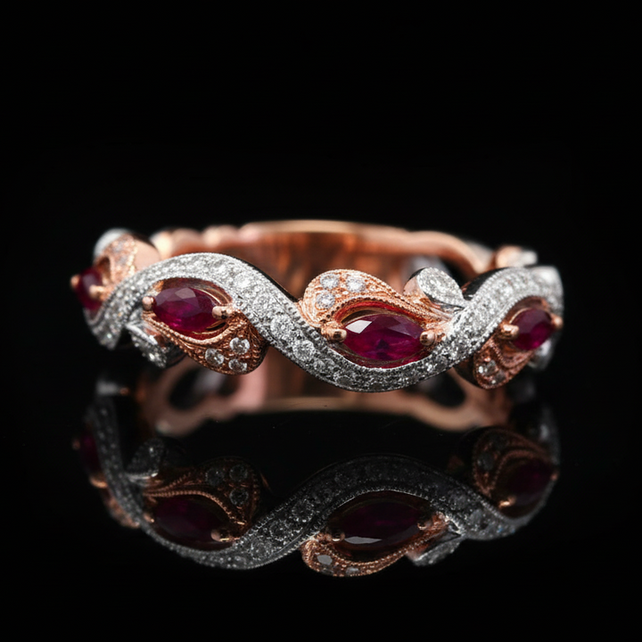 Effy Ruby, Diamond and White and Rose Gold Ring