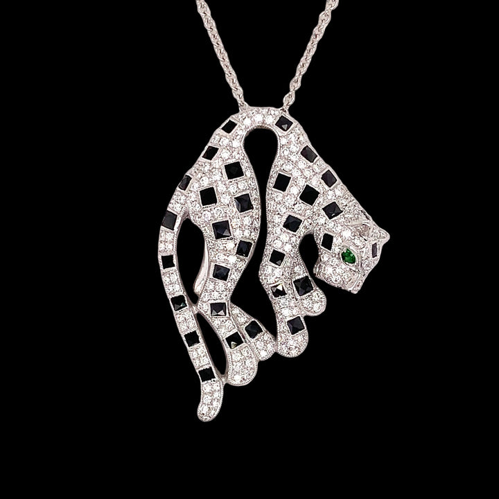 Contempary 2.01 ctw Diamond and 18K White Gold Panther Necklace