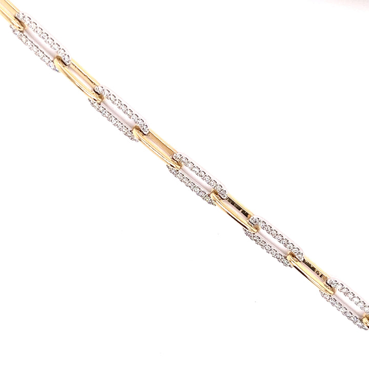 Pave Diamond Link-Paper Clip Bracelet