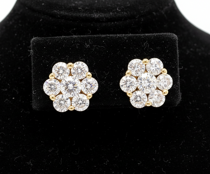Maya Lianna .75 ctw Diamond and 14K Yellow Gold Cluster Earrings