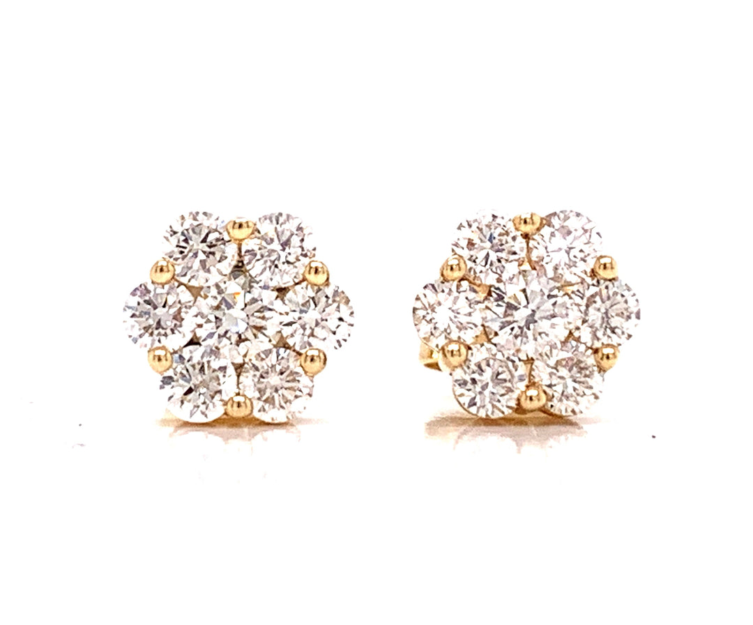 Maya Lianna .75 ctw Diamond and 14K Yellow Gold Cluster Earrings