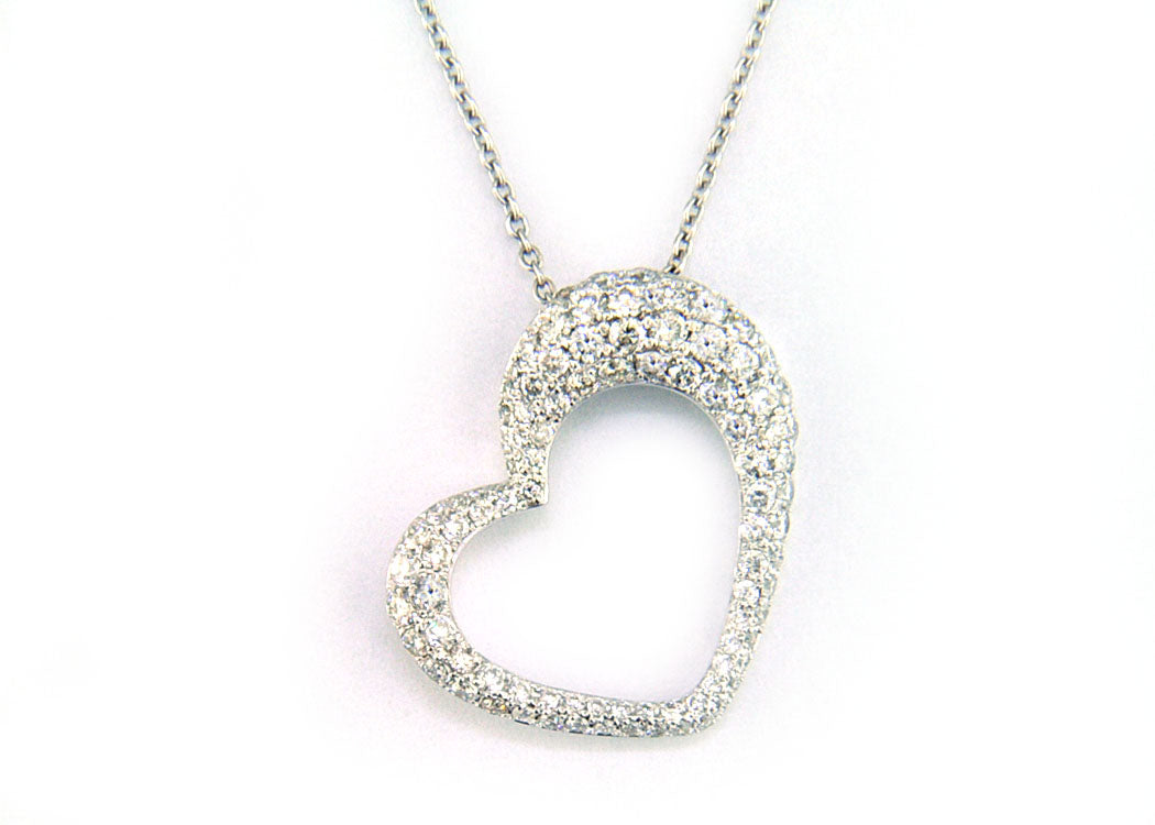 Effy Diamond Heart Pendant and 14K White Gold Necklace