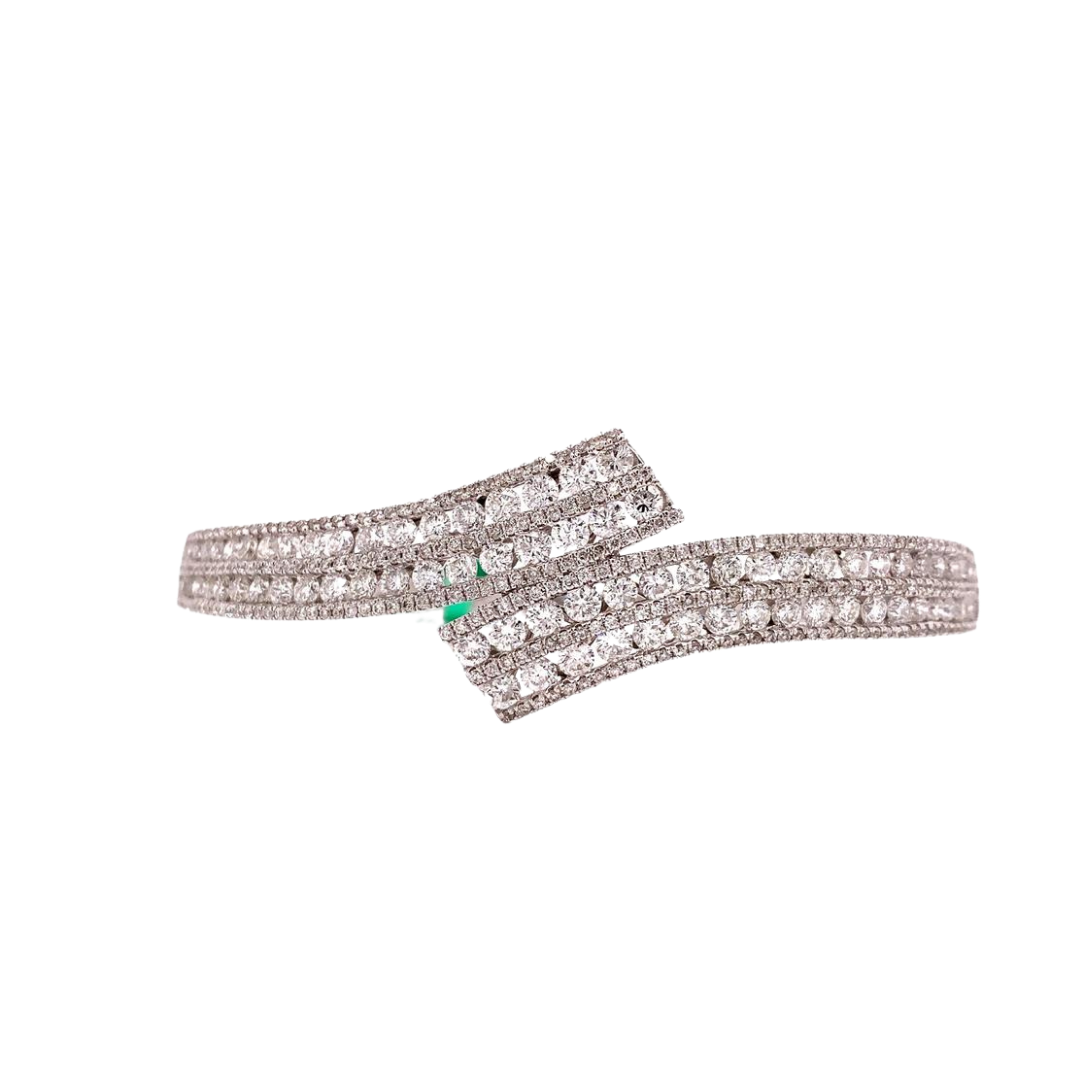 Diamond and 14K White Gold Bypass Bangle