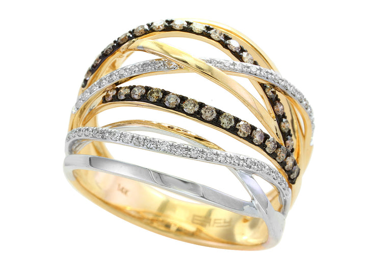 Effy Diamond and 14K White and Yellow Gold Interlock Ring