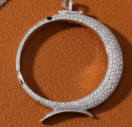 Italian Designer Porrati Diamond and 18K White Gold Pendant