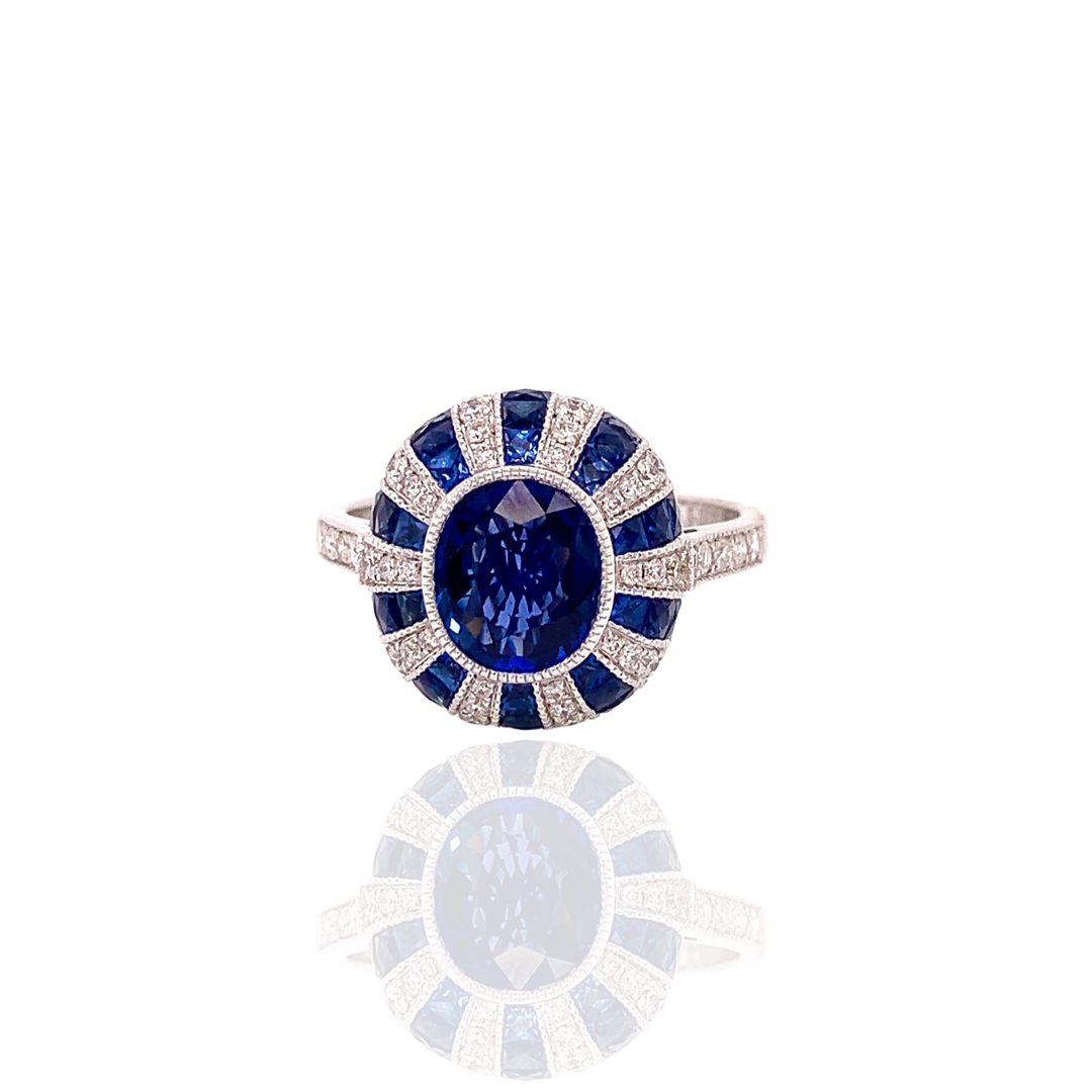 Manhattan Sapphire and Diamond  Ring