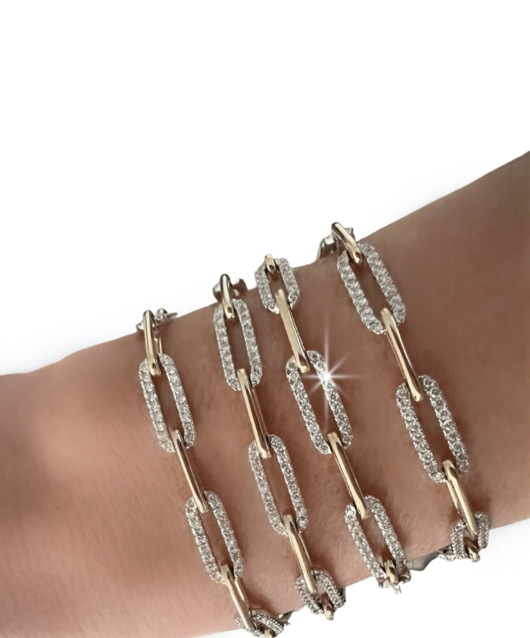 Pave Diamond Link-Paper Clip Bracelet