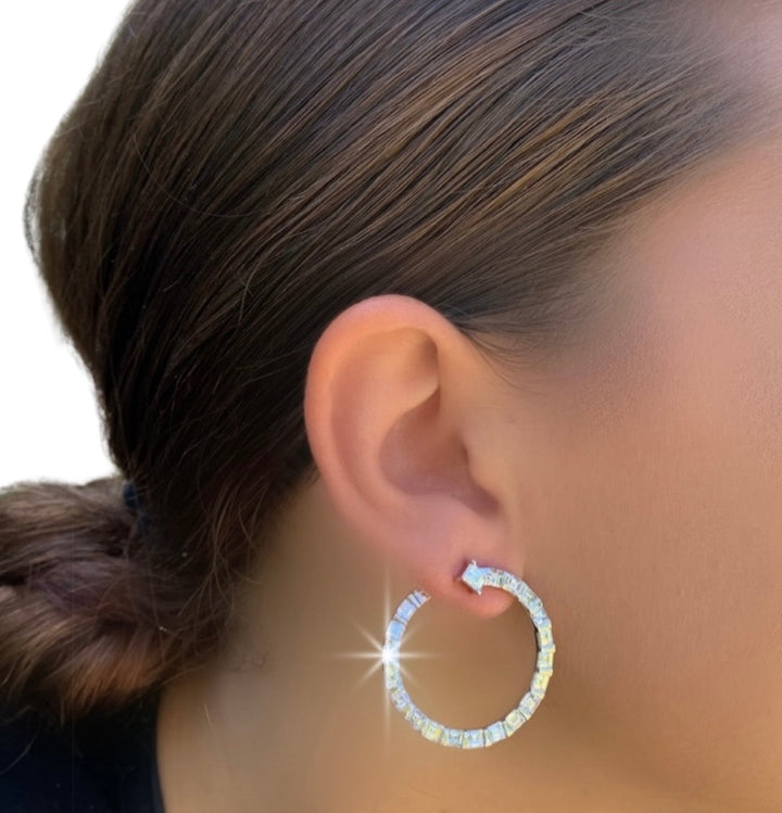 6.30 Carat Diamond Swirl Hoop Earrings
