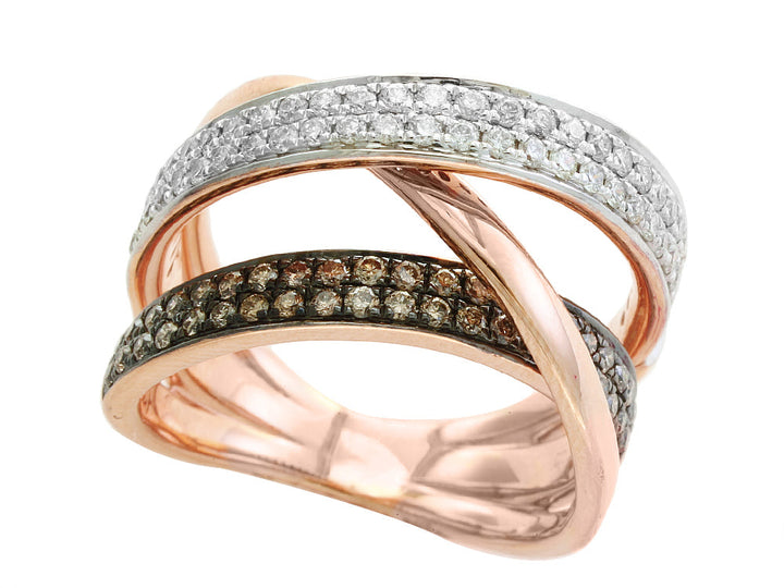 Effy Brown and White Diamond and 18K Rose Gold Bypass Ring