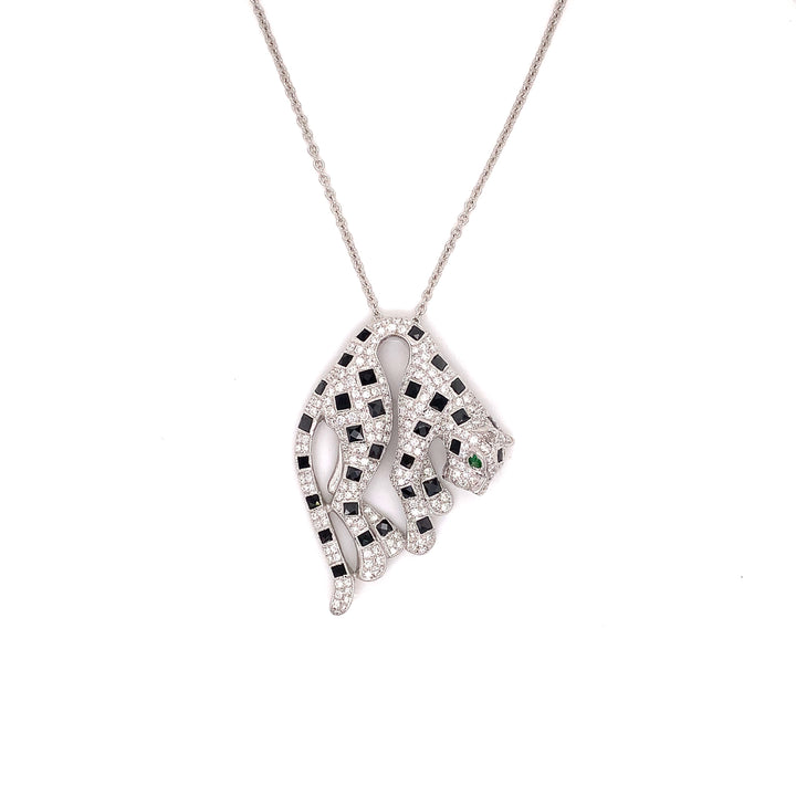 Contempary 2.01 ctw Diamond and 18K White Gold Panther Necklace