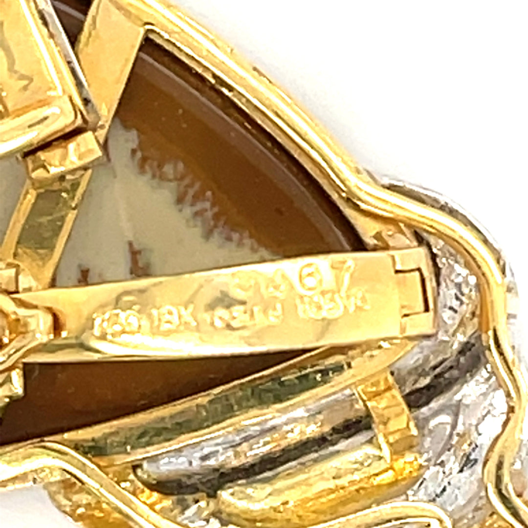 Dagon Gillespey Picture Jasper Diamond Platinum & 18K Yellow Gold Brooch