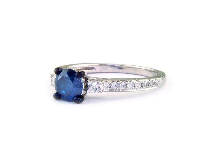 Effy Blue and White Diamond and 14K White Gold Ring