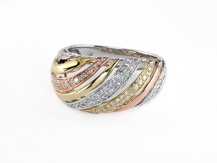 Effy Diamond 14K Tricolor Gold Ring