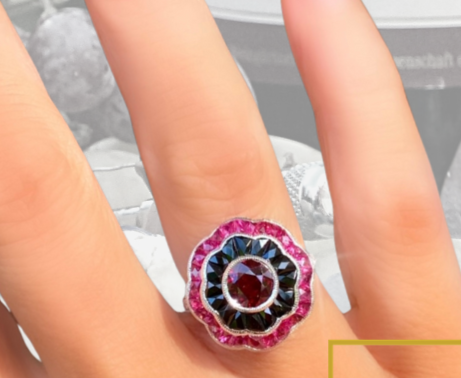 Delmonico Ruby and Onyx Diamond Ring