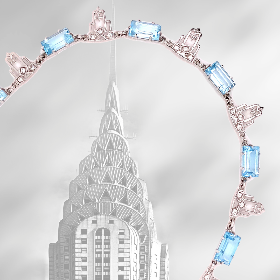 Blue Topaz and Diamond 18K White Gold Necklace