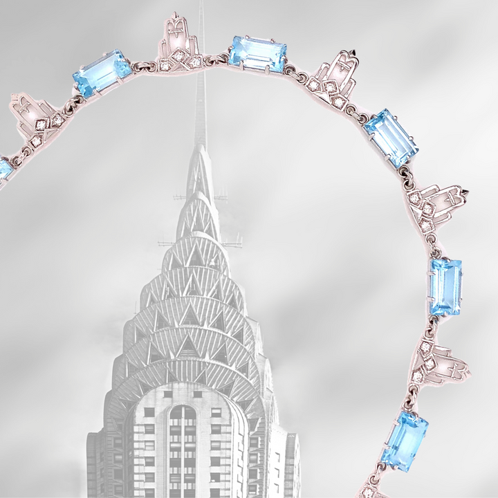 Blue Topaz and Diamond 18K White Gold Necklace