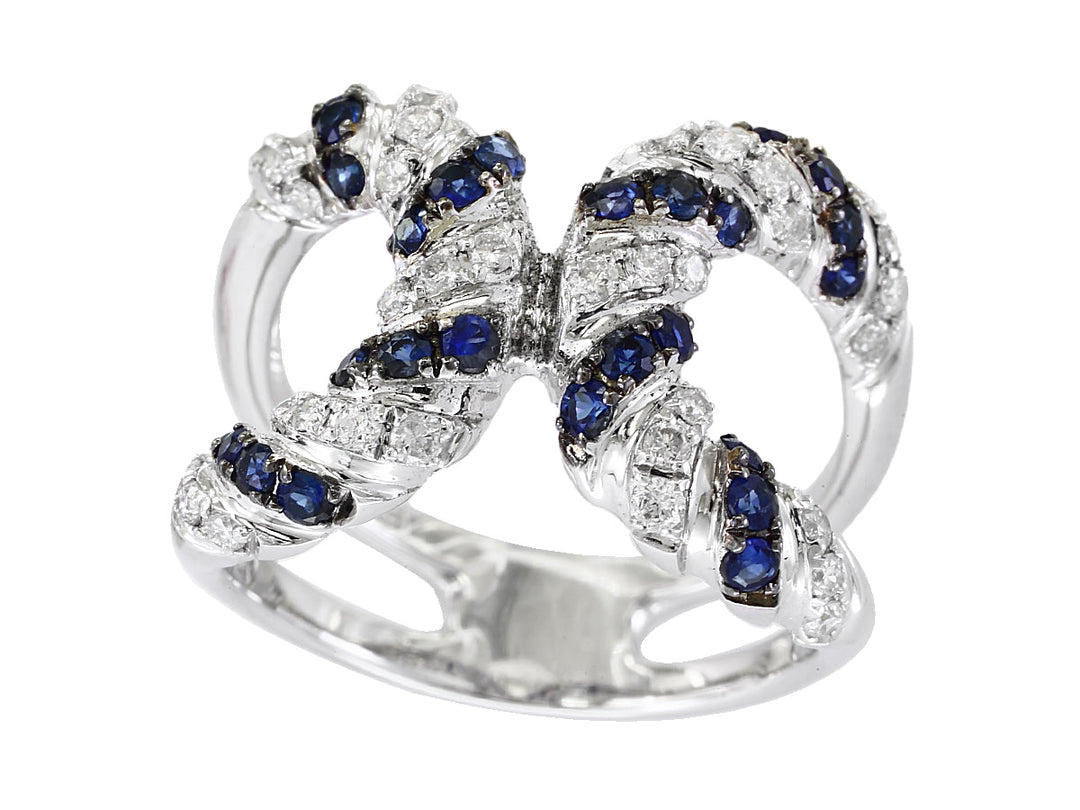Effy .64 ctw Sapphire, Diamond and 14K White Gold Ring