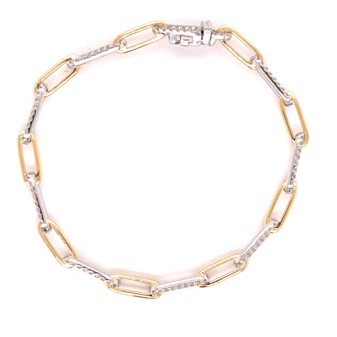 Pave Diamond Link-Paper Clip Bracelet