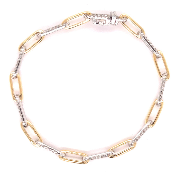 Pave Diamond Link-Paper Clip Bracelet