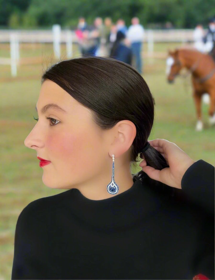 Oval Sapphire and Diamond 18K Earrings