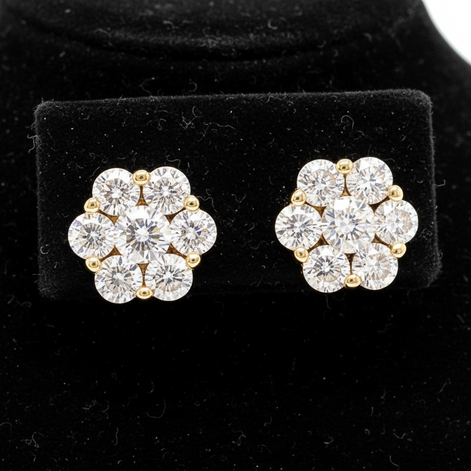 Maya Lianna .75 ctw Diamond and 14K Yellow Gold Cluster Earrings