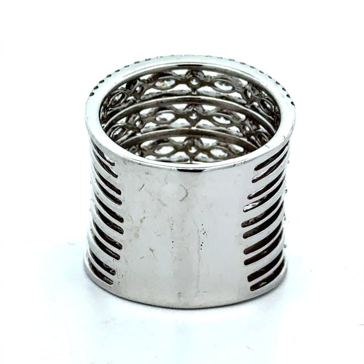 Multi Row Diamond 18K White Gold Ring