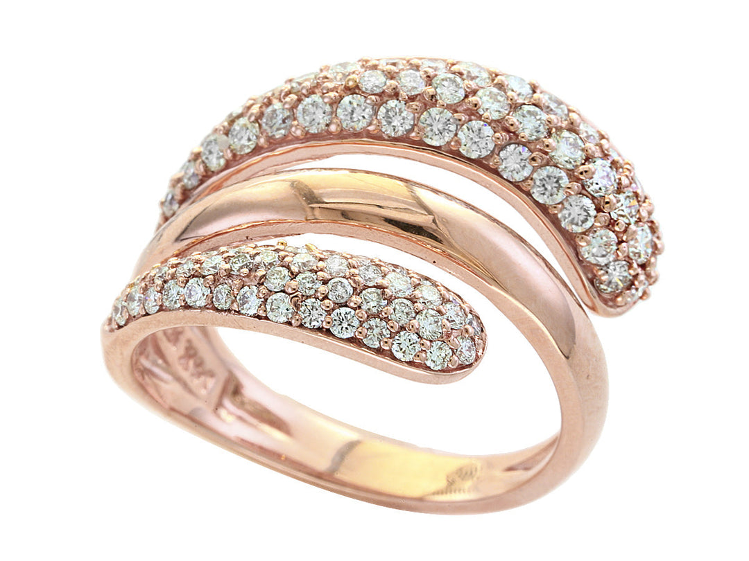 Diamond and Rose Gold Swirl Ring