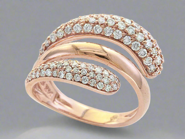 Natural Diamond and Rose Gold Swirl Ring