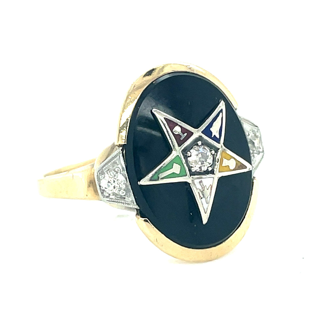 Eastern Star  .10 cttw Diamond Onyx Ring 13895