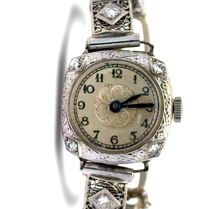 Art Deco  H.F. & Bros. 1.25 cttw. Diamond 14K White Gold Watch, Circa 1925