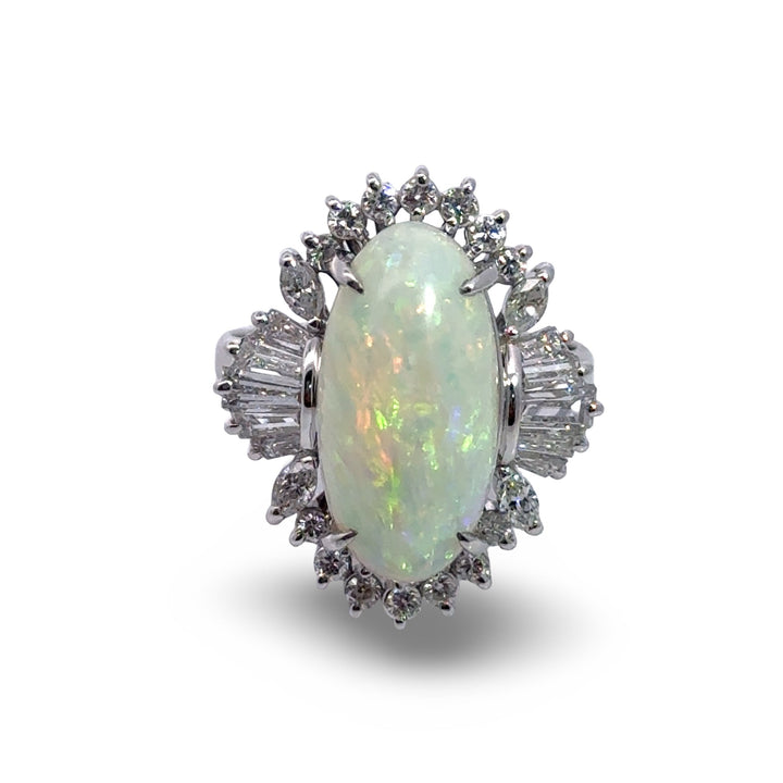 Fine Opal and Diamond Platinum Ring